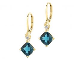 Kolczyki z żółtego złota z diamentami i topazami London Blue - próba 585. Niebieskie kolczyki Apart, z diamentem, złote. Za 3,990.00 zł.