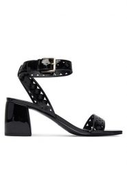 Guess Sandały FLJGST PAF03 Czarny. Czarne sandały Guess, z aplikacjami, ze skóry, bez obcasa, na słupku, bez zapięcia. Za 589.99 zł.