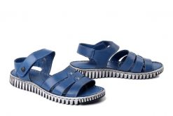 MANITU 910239-05 blau, sandały damskie. Niebieskie sandały Manitu, bez wzorów, ze skóry, bez obcasa, bez zapięcia. Za 229.42 zł.