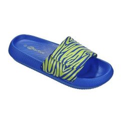 Beco Zebra Vibes klapki damskie niebiesko-zielone. Niebieskie klapki 47 Brand, bez wzorów, z syntetyku, bez obcasa. Za 254.99 zł.