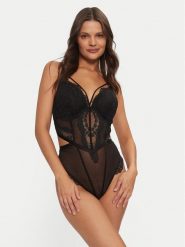 Hunkemöller Body Daisy 206242 Czarny. Czarne body Hunkemöller, bez wzorów, z syntetyku. Za 159.99 zł.
