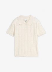 Sweter ażurowy z jedwabiem. Białe swetry bonprix, w ażurowe wzory, bez ramiączek. Za 169.99 zł.