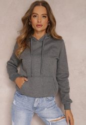 Ciemnoszara Bluza z Kapturem Kalladina. Szare bluzy Renee, l, bez wzorów, z bawełny, z kapturem. Za 44.99 zł.