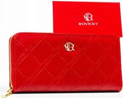 Portfel czerwony Rovicky R-PRK-01-DSV. Czerwone portfele ROVICKY, bez wzorów, ze skóry ekologicznej. Za 45.00 zł.