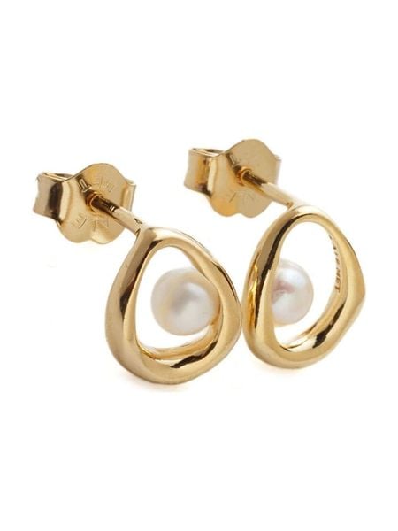 Pandora Pozłacane kolczyki-wkrętki z perłami rozmiar: onesize. Białe kolczyki Pandora, z perłą, pozłacane. Za 310.38 zł.