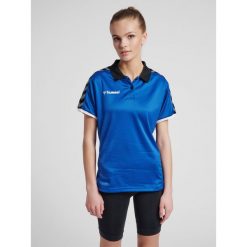 Damska koszulka polo Hummel hmlAUTHENTIC Functional. Niebieskie koszulki polo Hummel, l, bez wzorów, bez kołnierzyka, bez ramiączek. Za 188.00 zł.