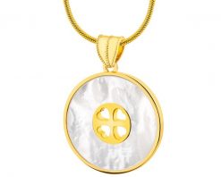 Naszyjnik z mosiądzu pozłacany z masą perłową - koło, serce. Białe naszyjniki Artelioni, z perłą, pozłacane. Za 269.00 zł.