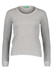 Benetton Sweter w kolorze szarym rozmiar: XL. Szare swetry Benetton, xl, bez wzorów, z bawełny, bez ramiączek. Za 74.81 zł.