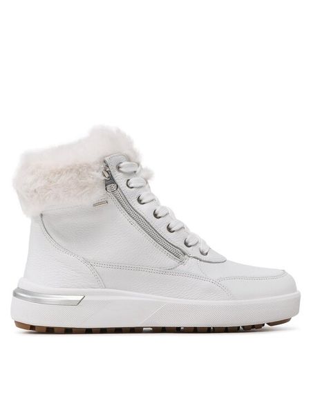 Geox Trzewiki D Dalyla B Abx A D26QSA 00046 C1000 Biały. Białe botki Geox, bez wzorów, ze skóry, bez obcasa, na płaskiej podeszwie, bez zapięcia. Za 449.99 zł.