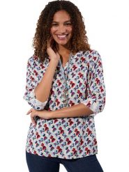 WITT WEIDEN Bluzka w kolorze błękitno-czarno-czerwonym rozmiar: 38. Niebieskie bluzki WITT WEIDEN, bez wzorów, z wiskozy, bez kołnierzyka, bez ramiączek. Za 60.99 zł.