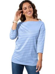 WITT WEIDEN Koszulka w kolorze błękitno-białym rozmiar: 36. Niebieskie bluzki WITT WEIDEN, bez wzorów, z bawełny, bez kołnierzyka, bez ramiączek. Za 39.99 zł.