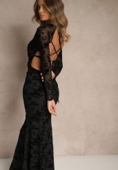 Czarna Sukienka VICES Bodycon z Siateczki Ozdobionej Wzorem w Kwiaty Rivita. Czarne sukienki Renee, na imprezę, l, z aplikacjami, eleganckie, bez kołnierzyka, bez ramiączek, maxi, bodycon. Za 139.99 zł.