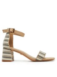 DeeZee Sandały DY5250-35 Beżowy. Brązowe sandały DeeZee, bez wzorów, z materiału, bez obcasa, na słupku, bez zapięcia. Za 139.99 zł.