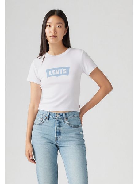 Levi's Koszulka w kolorze białym rozmiar: S. Białe bluzki Levi's®, s, bez wzorów, z bawełny, bez kołnierzyka, bez ramiączek. Za 79.77 zł.