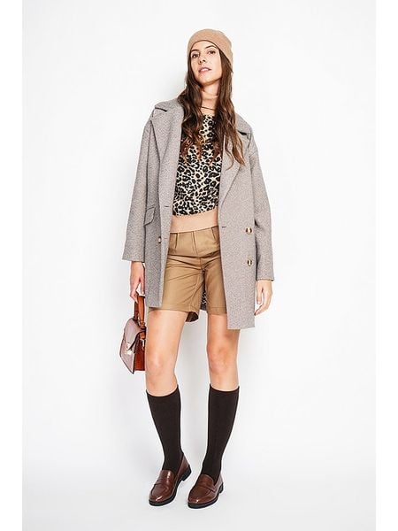 ASSUILI Płaszcz przejściowy w kolorze szarobrązowym rozmiar: 40. Brązowe płaszcze Assuili, bez wzorów, z wełny, bez kaptura. Za 367.22 zł.