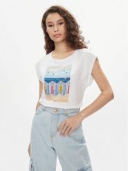Liu Jo Bluzka MA4338 J5003 Biały Regular Fit. Białe bluzki Liu Jo, m, bez wzorów, z bawełny, bez kołnierzyka, bez ramiączek. Za 299.99 zł.