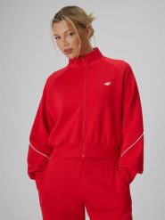 4F Bluza dresowa regular bez kaptura damska - czerwona L. Czerwone bluzy 4f, l, bez wzorów, z dresówki, bez kaptura. Za 169.99 zł.