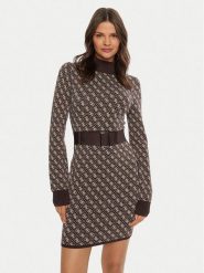Guess Sukienka dzianinowa Lise W4BK43 Z37K0 Brązowy Regular Fit. Brązowe sukienki Guess, xl, z aplikacjami, z dzianiny, bez kołnierzyka, bez ramiączek. Za 319.99 zł.