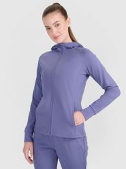 4F Bluza treningowa regular szybkoschnąca damska - niebieska XXL. Niebieskie bluzy 4f, xs, bez wzorów, z dzianiny, z kapturem. W wyprzedaży za 139.99 zł.