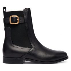 Sztyblety TWINSET. Czarne botki Twinset, bez wzorów, bez obcasa, na płaskiej podeszwie, bez zapięcia. Za 1,259.00 zł.