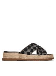 DKNY Klapki K1564874 Czarny. Czarne klapki DKNY, bez wzorów, z materiału, bez obcasa. Za 272.99 zł.