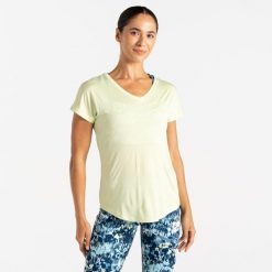 Vigilant damska sportowa koszulka. Żółte koszulki sportowe Dare 2b, bez wzorów, ze skóry, bez ramiączek, na fitness i siłownię. W wyprzedaży za 64.00 zł.