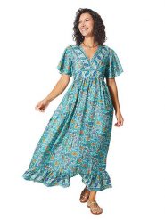 Aller Simplement Sukienka w kolorze turkusowym rozmiar: 38/40. Niebieskie sukienki Aller Simplement, bez wzorów, klasyczne, bez kołnierzyka, bez ramiączek, maxi. Za 65.99 zł.
