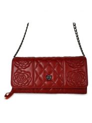 ORE10 Skórzana torebka "Misca" w kolorze czerwonym - 25 x 13 x 3 cm rozmiar: onesize. Czerwone torby na ramię ORE10, bez wzorów, z materiału, na ramię, bez dodatków. Za 173.99 zł.