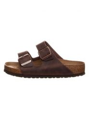 Birkenstock Skórzane klapki "Arizona" w kolorze brązowym rozmiar: 42. Brązowe klapki Birkenstock, bez wzorów, z otwartym noskiem, bez obcasa. Za 475.50 zł.