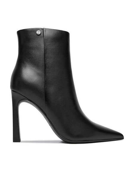 Eva Minge Botki EO-ZAIN-1 Czarny. Czarne botki Eva Minge, bez wzorów, ze skóry, bez obcasa, na słupku, bez zapięcia. Za 549.99 zł.