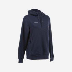 Bluza do hokeja na trawie damska Korok FH500. Czarne bluzy KOROK, l, bez wzorów, z bawełny, z kapturem. Za 79.99 zł.