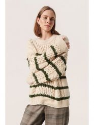 Soaked in Luxury Sweter "Franna" w kolorze kremowo-zielonym rozmiar: M. Brązowe swetry Soaked in Luxury, m, bez wzorów, z bawełny, bez ramiączek. Za 256.71 zł.