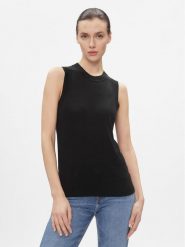 Tommy Hilfiger Top Md Lyocell Silk Blend Vest WW0WW40980 Czarny Regular Fit. Czarne topy TOMMY HILFIGER, xs, bez wzorów, z lyocellu, bez kołnierzyka, bez ramiączek. Za 569.99 zł.