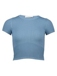 Guess Koszulka w kolorze niebieskim rozmiar: M. Niebieskie bluzki Guess, m, z aplikacjami, bez kołnierzyka, bez ramiączek. Za 79.21 zł.