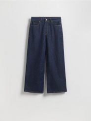 Jeansy culotte - granatowy. Niebieskie jeansy Reserved, bez wzorów. Za 129.99 zł.