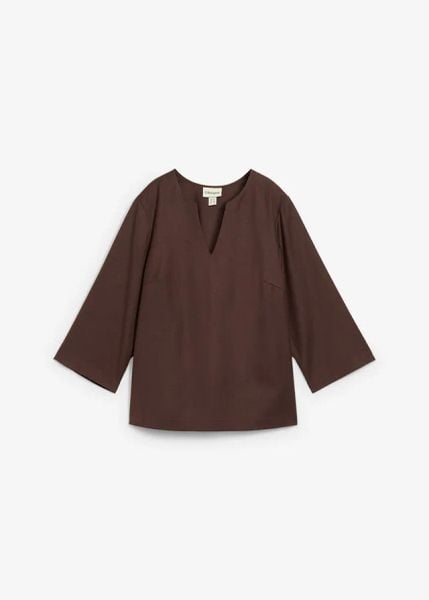 Tunika z wełną. Brązowe tuniki bonprix, bez wzorów, z wełny, bez kołnierzyka, bez ramiączek. Za 249.99 zł.