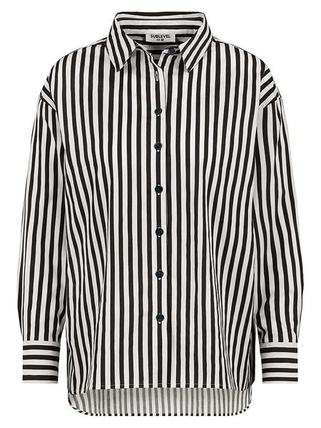 Sublevel Koszula w kolorze czarno-białym rozmiar: L. Białe koszule Sublevel, l, bez wzorów, z bawełny, bez kołnierzyka, bez ramiączek. Za 78.99 zł.