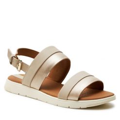 Sandały Geox. Brązowe sandały Geox, bez wzorów, bez obcasa, na płaskiej podeszwie, bez zapięcia. Za 269.99 zł.