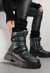 Ciemnozielone Śniegowce na Rzepy i Grubej Podeszwie Cashel. Zielone trapery i śniegowce Renee. Za 119.99 zł.