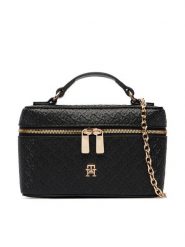 Tommy Hilfiger Torebka Th Icon Chain Vanity Bag Mono AW0AW19021 Czarny. Czarne torebki klasyczne TOMMY HILFIGER, bez wzorów, bez dodatków. Za 369.99 zł.