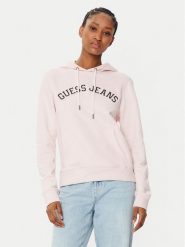 Guess Jeans Bluza W5RQ17 K68I4 Beżowy Regular Fit. Brązowe bluzy Guess Jeans, xl, z aplikacjami, z bawełny, bez kaptura. Za 189.99 zł.
