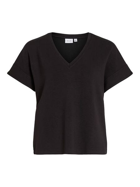 Vila Koszulka w kolorze czarnym rozmiar: XS. Czarne bluzki Vila, xs, bez wzorów, bez kołnierzyka, bez ramiączek. Za 34.77 zł.