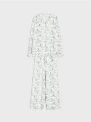 Bawełniana piżama dwuczęściowa na guziki - biały. Białe piżamy Sinsay, bez wzorów, z bawełny, bez ramiączek. Za 59.99 zł.