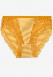 Żółte Bawełniane Majtki Figi z Ozdobną Koronką Waietra. Żółte figi Born2be, l, bez wzorów, z bawełny. Za 4.99 zł.