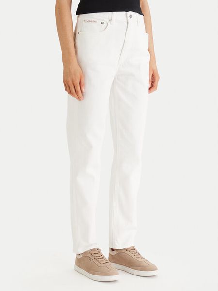 Calvin Klein Jeans Jeansy LV047F703G Biały Mom Fit. Białe jeansy Calvin Klein Jeans, bez wzorów. Za 252.99 zł.