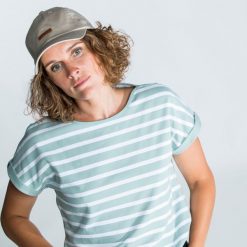 Koszulka marynarska żeglarska damska Tribord Sailing 100 krótki rękaw. Zielone bluzki TRIBORD, xs, bez wzorów, z bawełny, sportowe, bez kołnierzyka, bez ramiączek. W wyprzedaży za 59.99 zł.