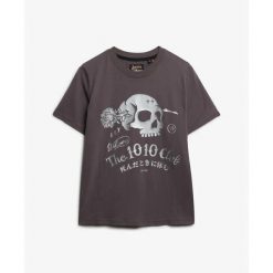 Koszulka damska Superdry Super Skull. Szare bluzki Superdry, bez wzorów, bez kołnierzyka, bez ramiączek. Za 139.55 zł.