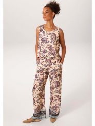 Aniston Spodnie w kolorze beżowo-granatowym rozmiar: 48. Brązowe spodnie materiałowe Aniston, bez wzorów, z materiału, z podwyższonym stanem. Za 173.99 zł.