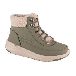 Buty zimowe damskie, On-The-Go Stellar - Alpine Adventure. Zielone obuwie sportowe Skechers, na zimę, z materiału, za kostkę, bez zapięcia, trekkingowe. Za 399.99 zł.