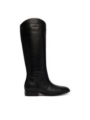 Guess Kozaki FLFNAU LEA11 Czarny. Czarne kozaki Guess, ze skóry, bez obcasa, na płaskiej podeszwie, bez zapięcia. Za 954.99 zł.